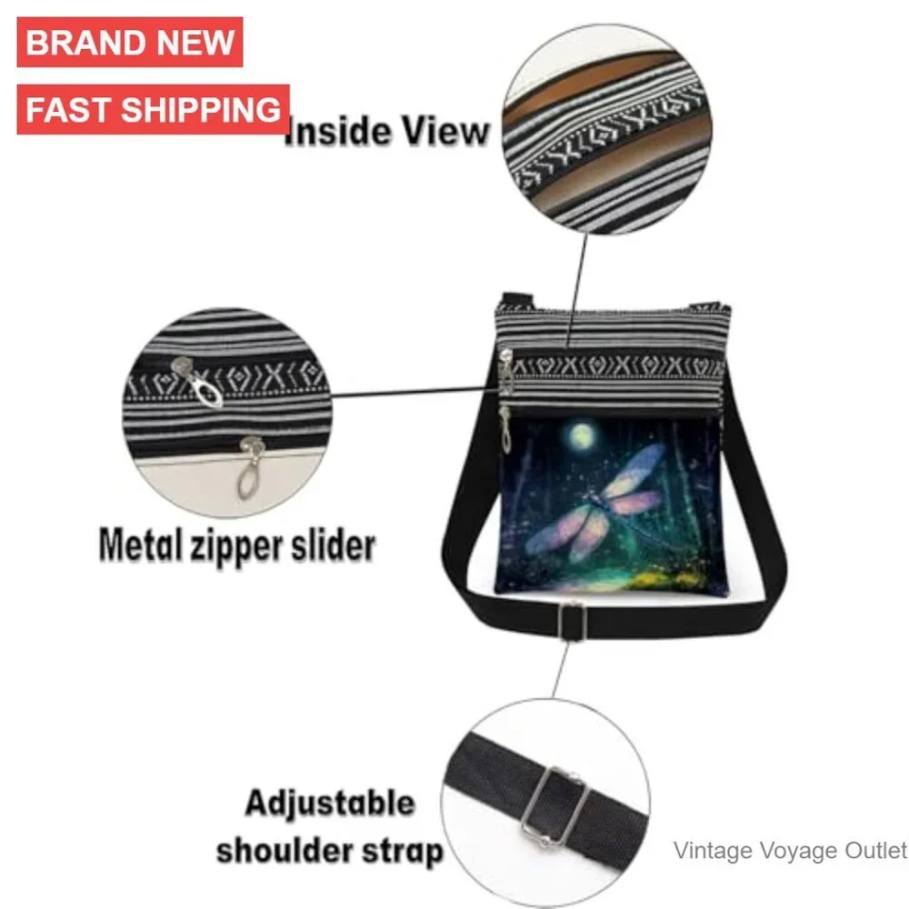 Adjustable Crossbody Bag with Dual Compartments, Lightweight Polyester